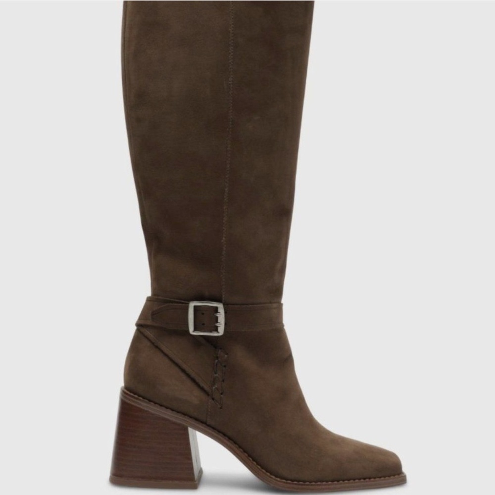 Knee High Boots Vince Camuto Seshlyan Mink Suede Nubuck Wide Calf Boots sz 9